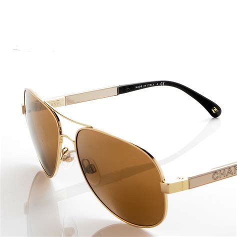 chanel aviator sunglasses gold